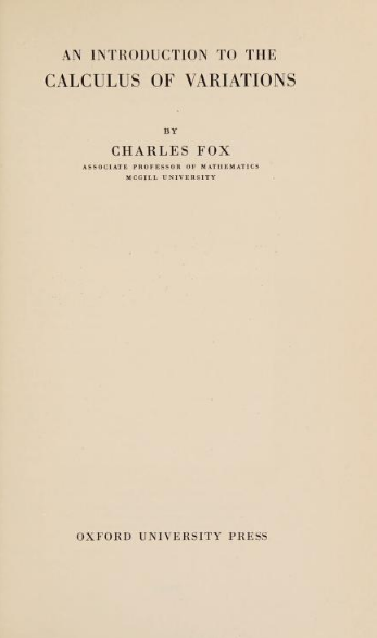 An introduction to the calculus of variations BY Fox - Scanned Pdf with ocr